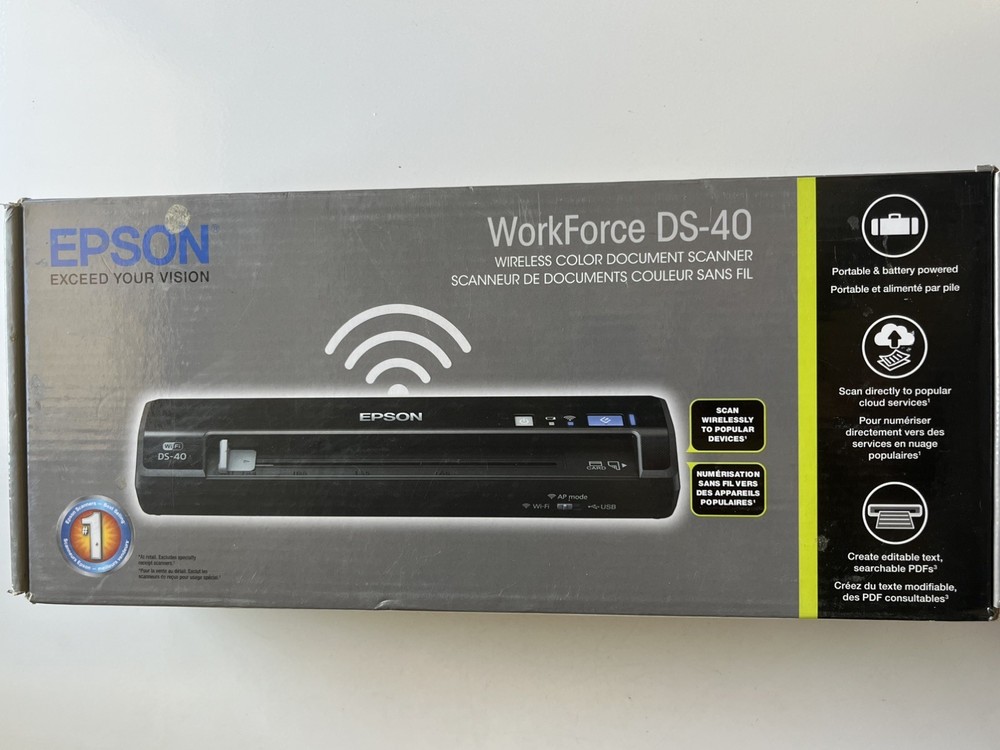 Epson WorkForce DS-40 Wireless Portable Color Document Scanner