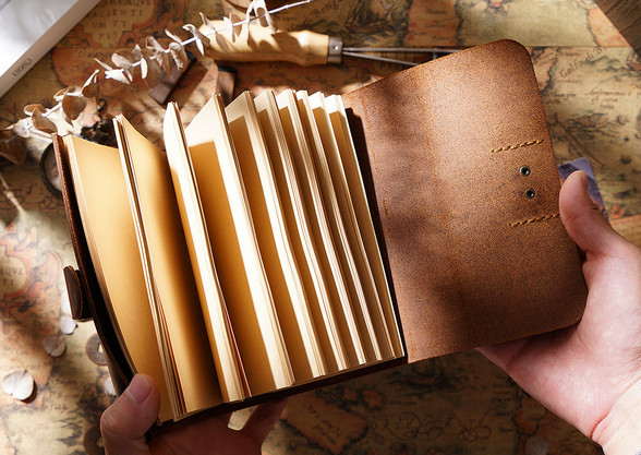 Writing notes Notebook sketchbook Diary Notepad handmade cow leather brown Q276