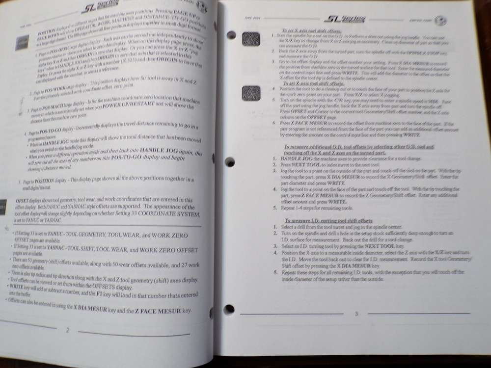 Haas SL-Lathe Training Manual 2001