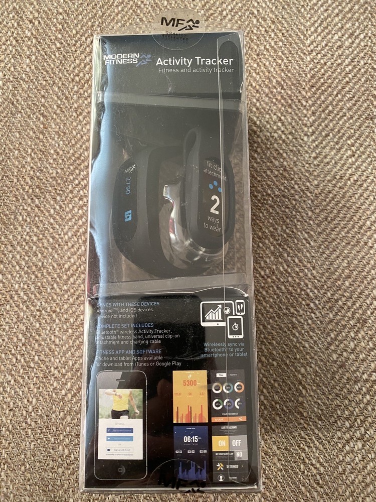 Modern Fitness Bluetooth Activity Tracker Black Open Box New Never Used!