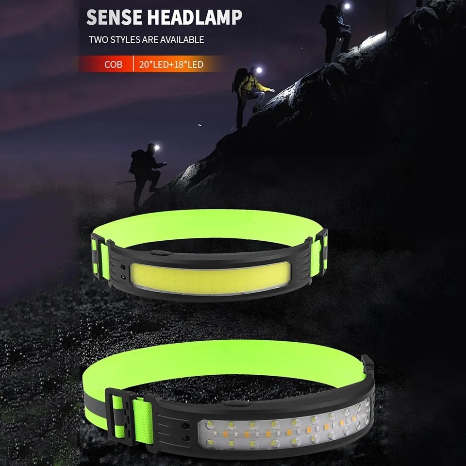 Reflective Tape Lamp Super Bright LED Headlamp Flashlight USB Rechargeable USB-C