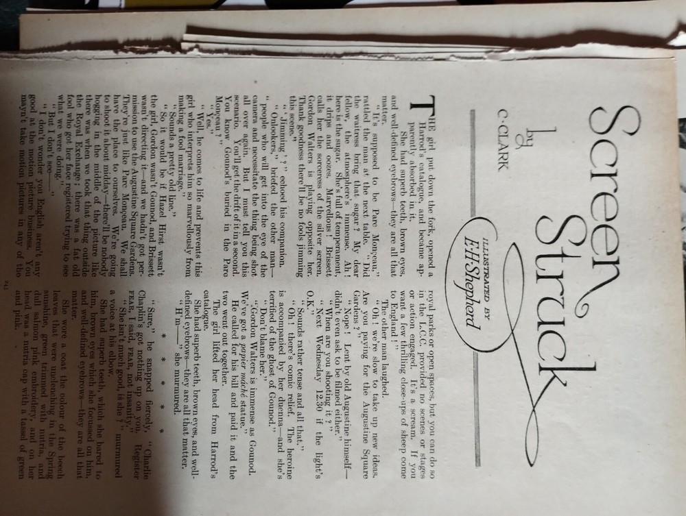 Kvc68 Ephemera 1920s Screen Struck E H Shepherd