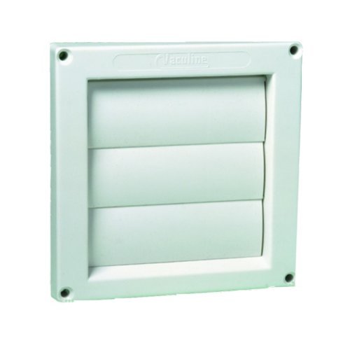 Louvered Exhaust Vent for Central Vacuum Systems – 6" Square, White