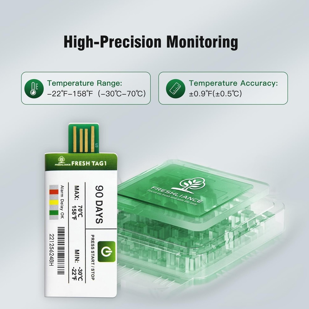 Freshliance USB Temperature Data Logger - High Accuracy, 30000 Points - 60 Days