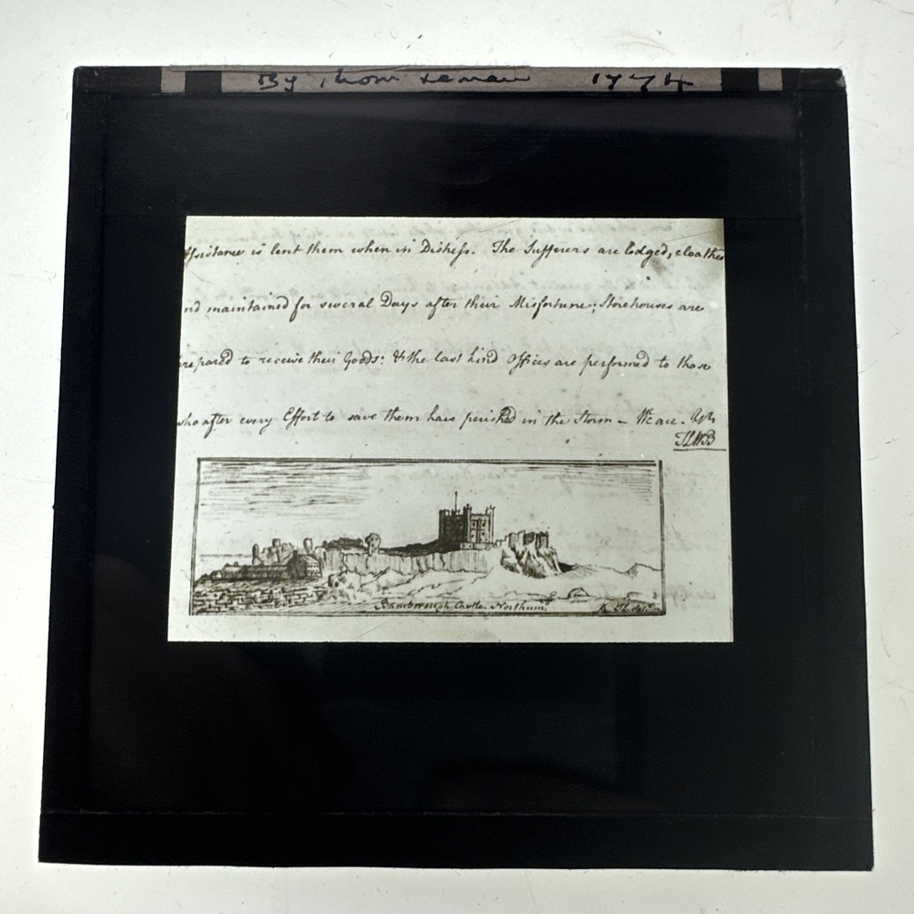 Antique Magic Lantern Slide   castle drawing