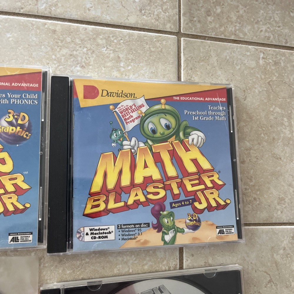 Math Blaster & Reading Blasters Games for PC CD Age 4-7, 4-11