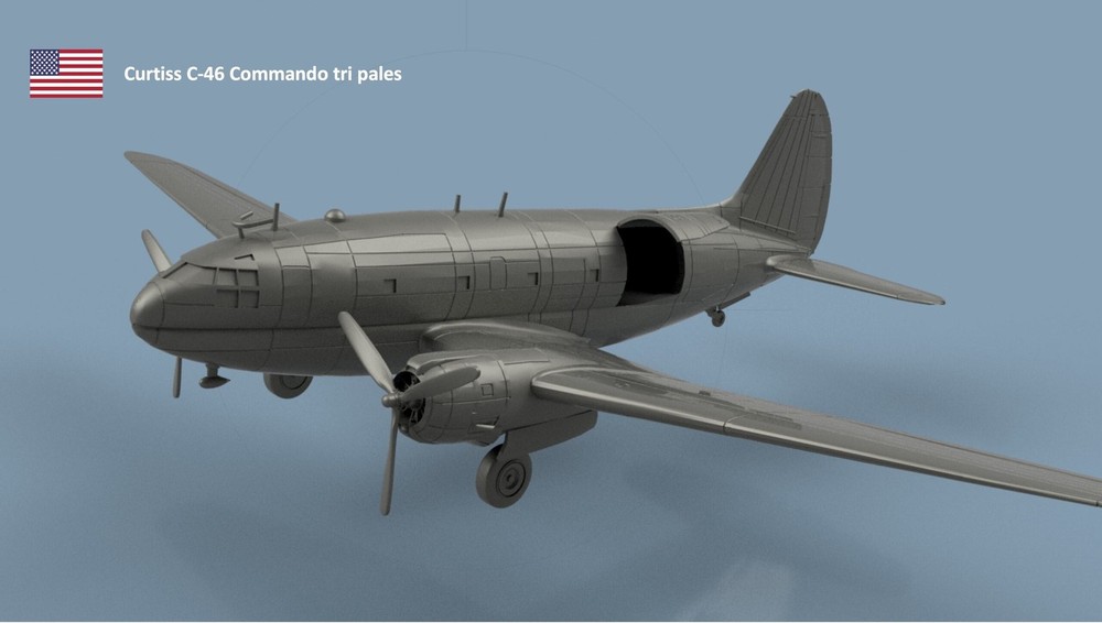 L'Arsenal Models 1/700 C-46 CURTISS COMMANDO THREE-BLADED 3D Printed Set