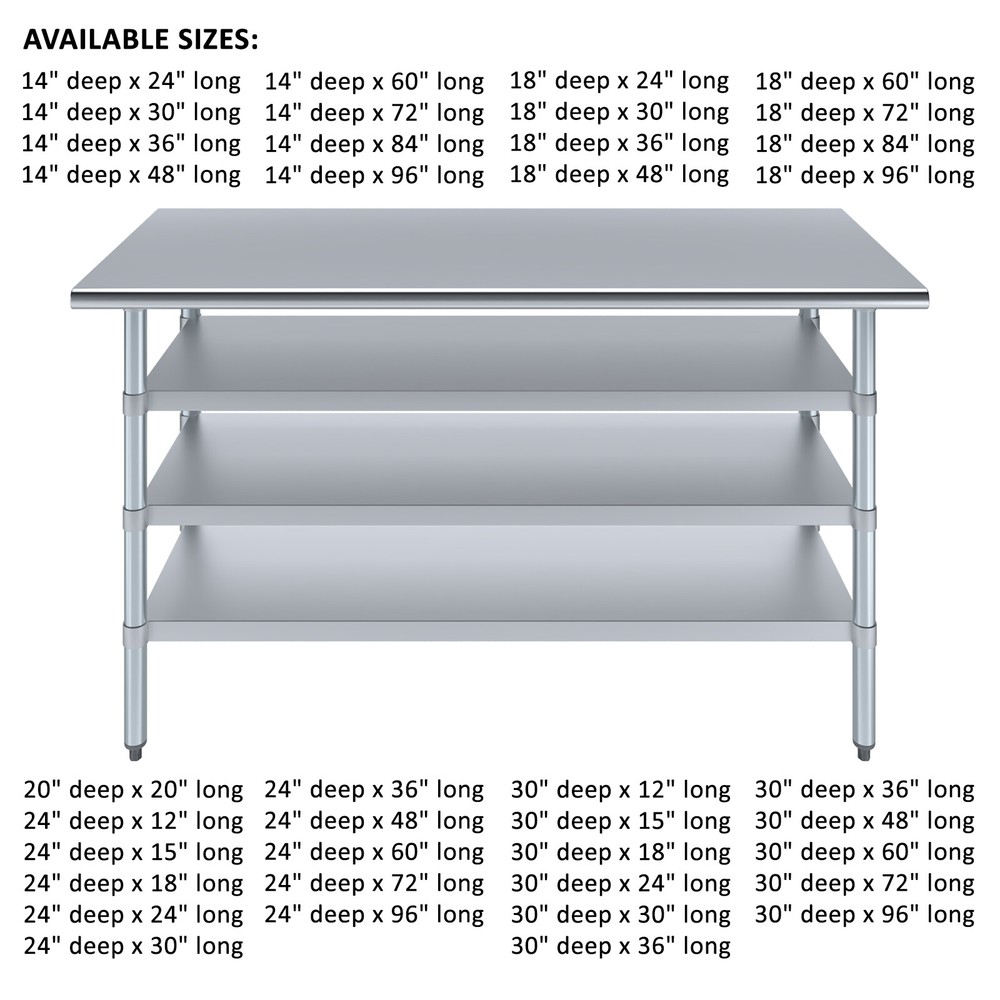 Stainless Steel Work Table With 3 Under Shelves | Metal Utility Table