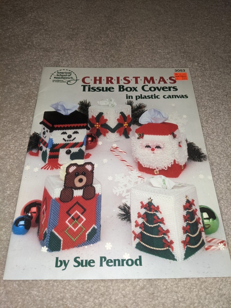 American School Needlework Christmas Tissue Box Covers in Plastic Canvas Pattern