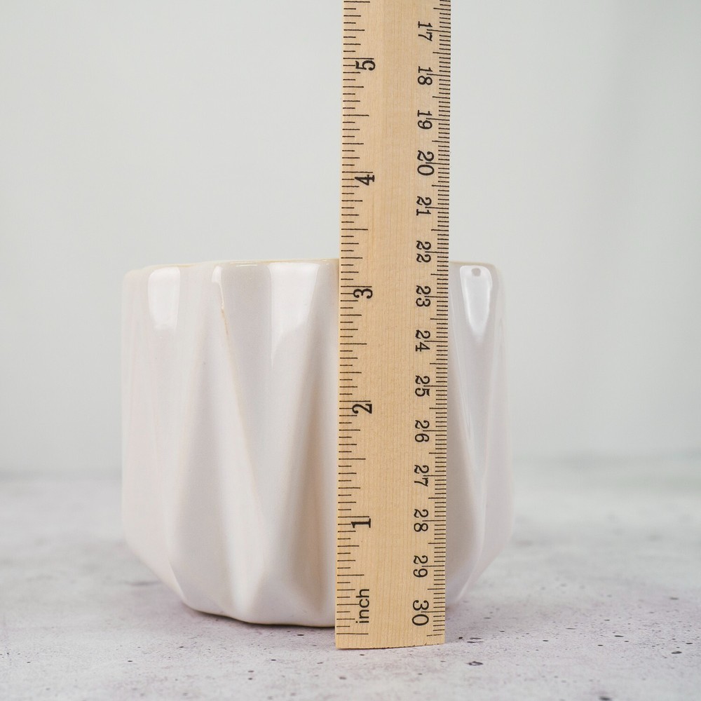 Ceramic Planter Pots (3-Piece Set) • white ridges, mini white, classic flowerpot