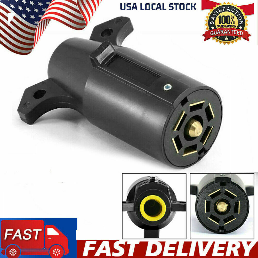 7 Way Round RV Style Trailer Light Plug Connector Replacement End Blade Pin .