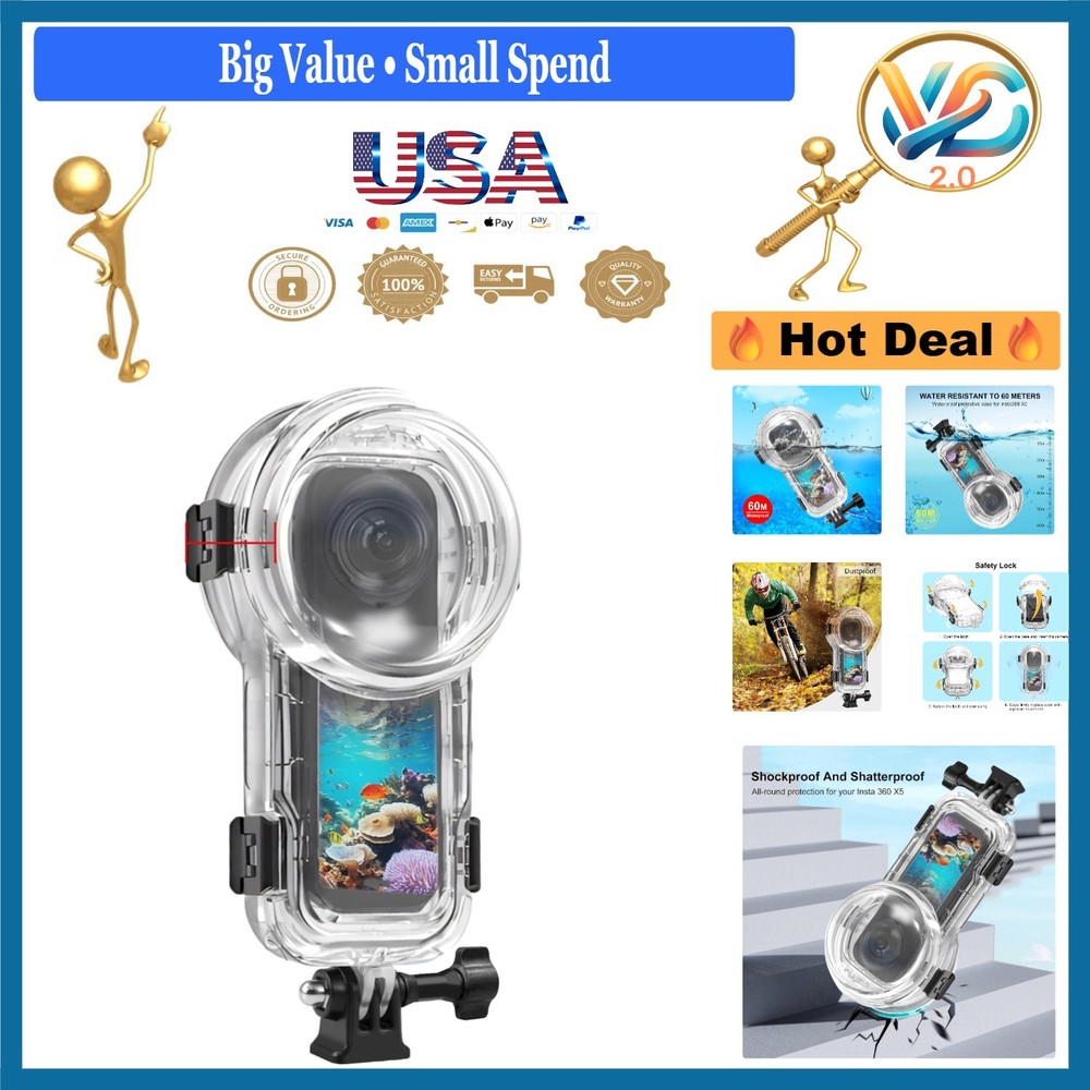 Insta360 X5 Waterproof Dive Case 60m/196ft Underwater Housing Protective Shell