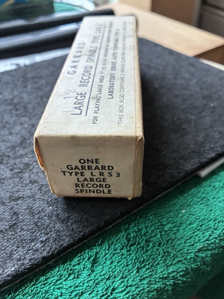 Garrard Record Spindle Type LRS3 Original Box.."BOX ONLY" NO SPINDLE,2clips