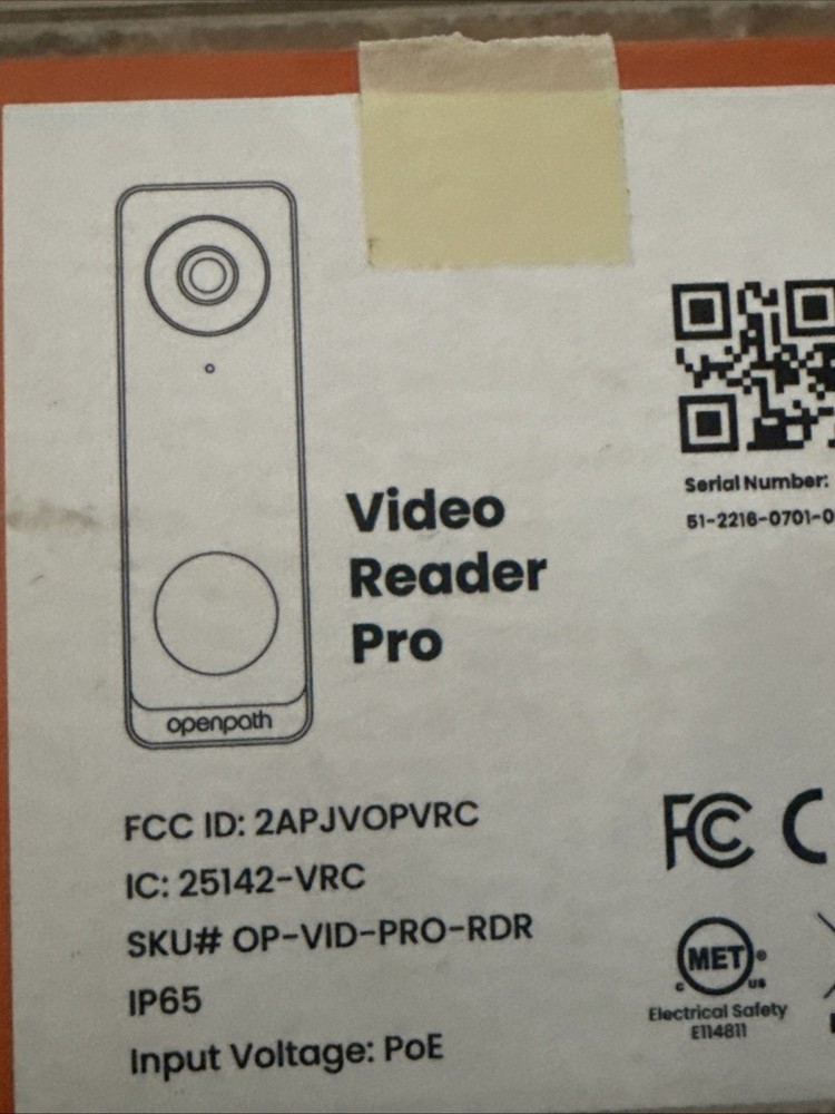 Openpath Video Reader Pro OP-VID-PRO-RDR New Sealed