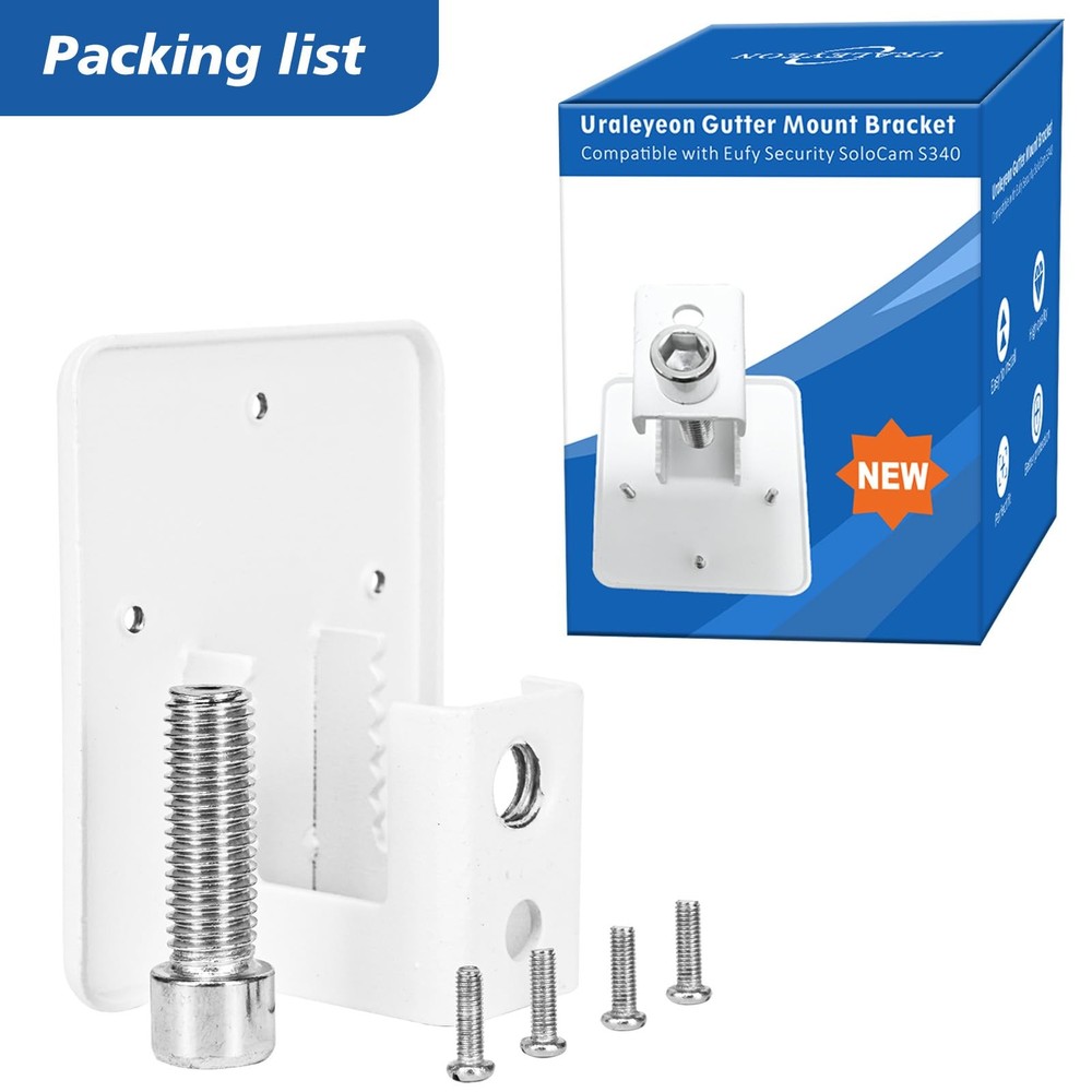 Gutter Mount Bracket for Eufy Security SoloCam S340 - Large, white