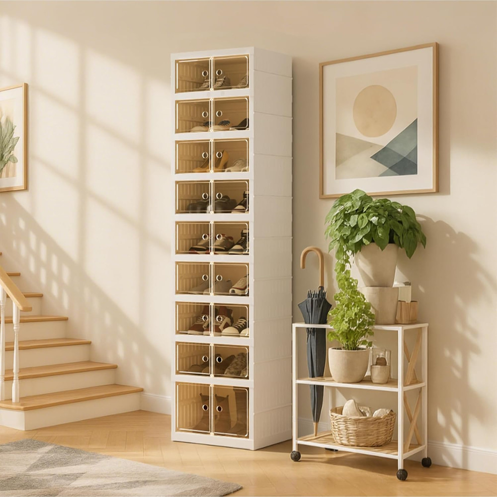 Foldable Shoe Organizer Storage Box, Portable Extra Large Folding Shoe Rack for