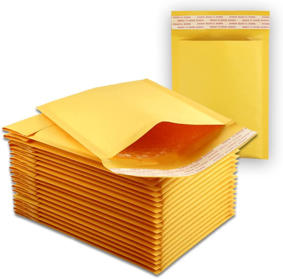 Ecoswift Small Kraft Bubble Mailers / Envelope Bags - Self Sealing, Bulk Padded