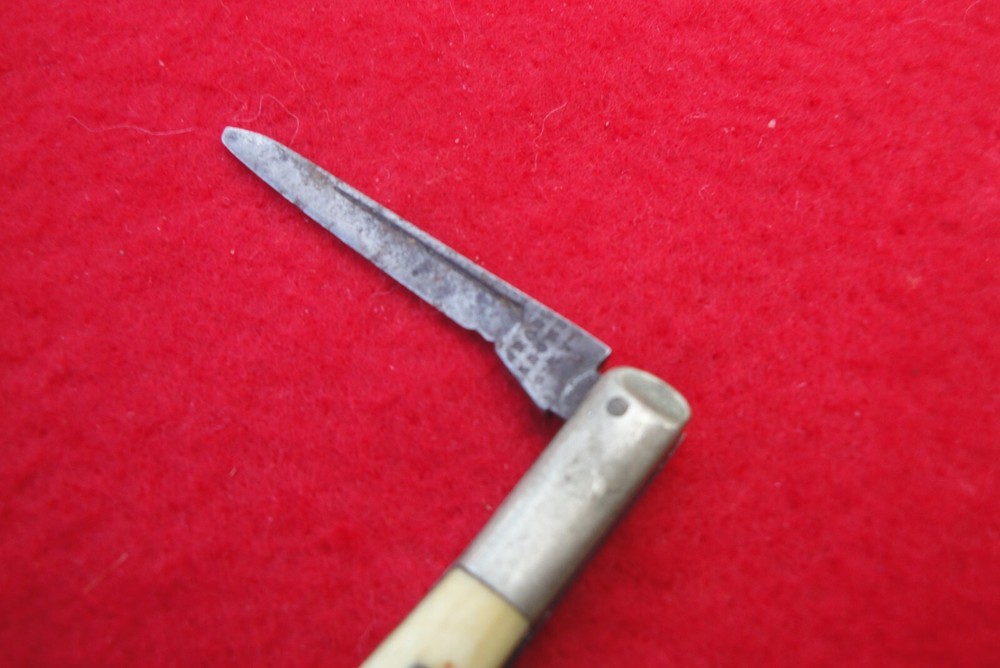 VINTAGE WRAGG & SONS MID 1800'S 2 BLADE TUXEDO KNIFE BONE HANDLE LONG PULL