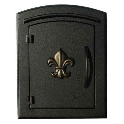 Manchester Non-Locking Column Mount Mailbox Decorative Fleur De Lis Door Black