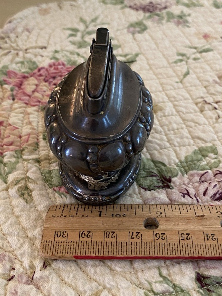 Vintage Ronson Crown Table Lighter Silver Plate 1950s