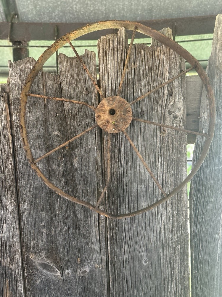 Vintage Rustic Rusty Iron Farm Implement Wheel Farm decor 15+