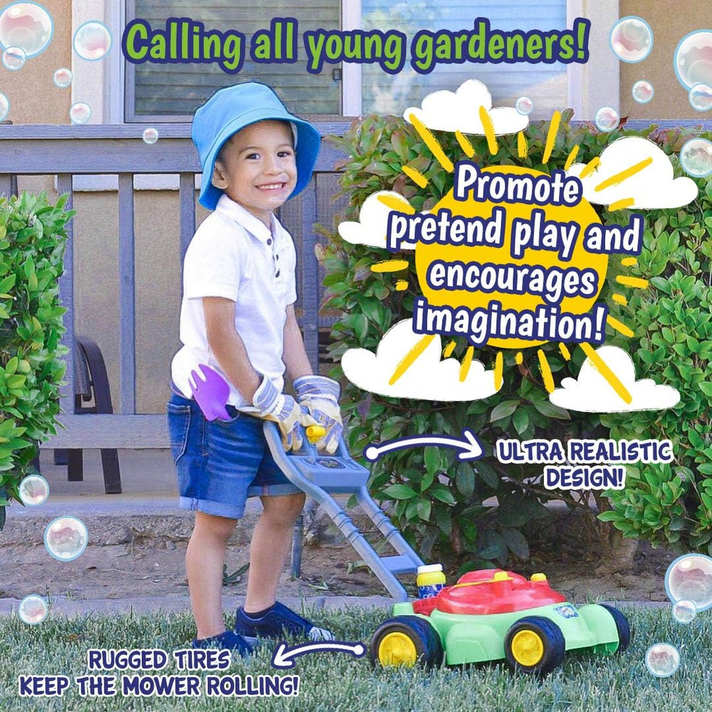 Maxx Bubbles Deluxe Bubble Lawn Mower Toy – Includes 4oz Bubble Solution | Ou...