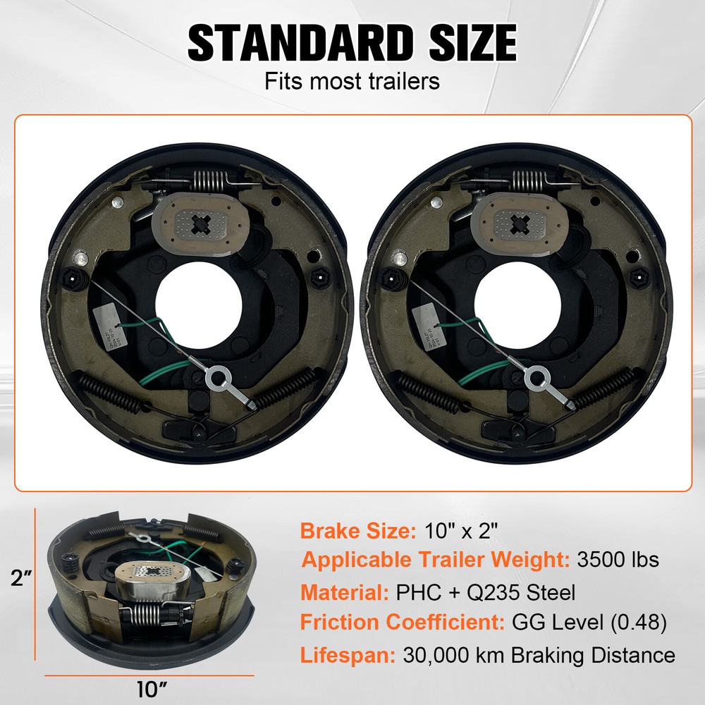 Electric Trailer Self Adjusting Brake 5-4.5" Hub Drum Kit For 3500 lb Axle