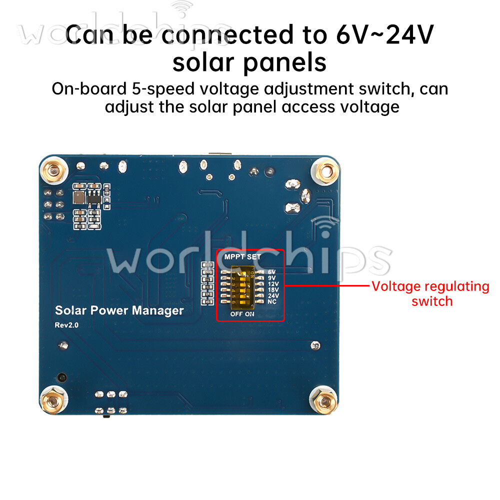 Power Manager Module for 6V~24V Solar Panel Support MPPT USB Battery Charging