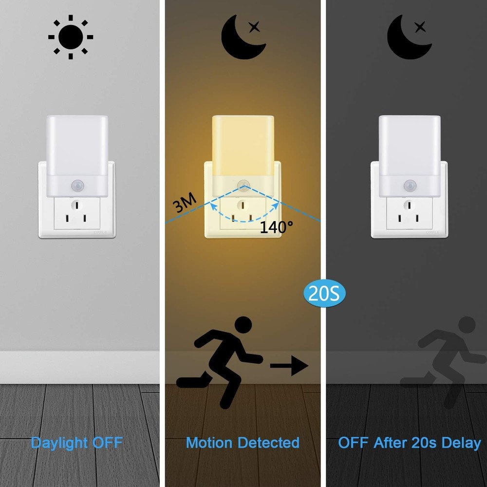 LED Night Light Plug in, Motion Sensor with 1-pack, White