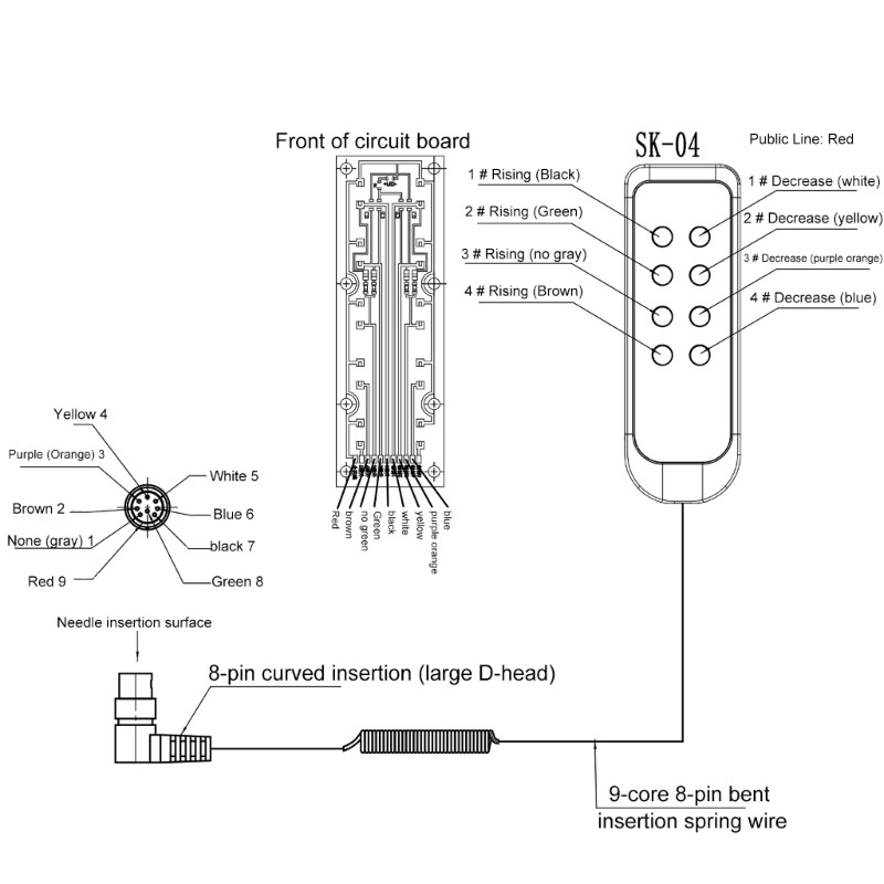 8 Pin Lifting Bed Controller Electric Operating Table Manual Controller