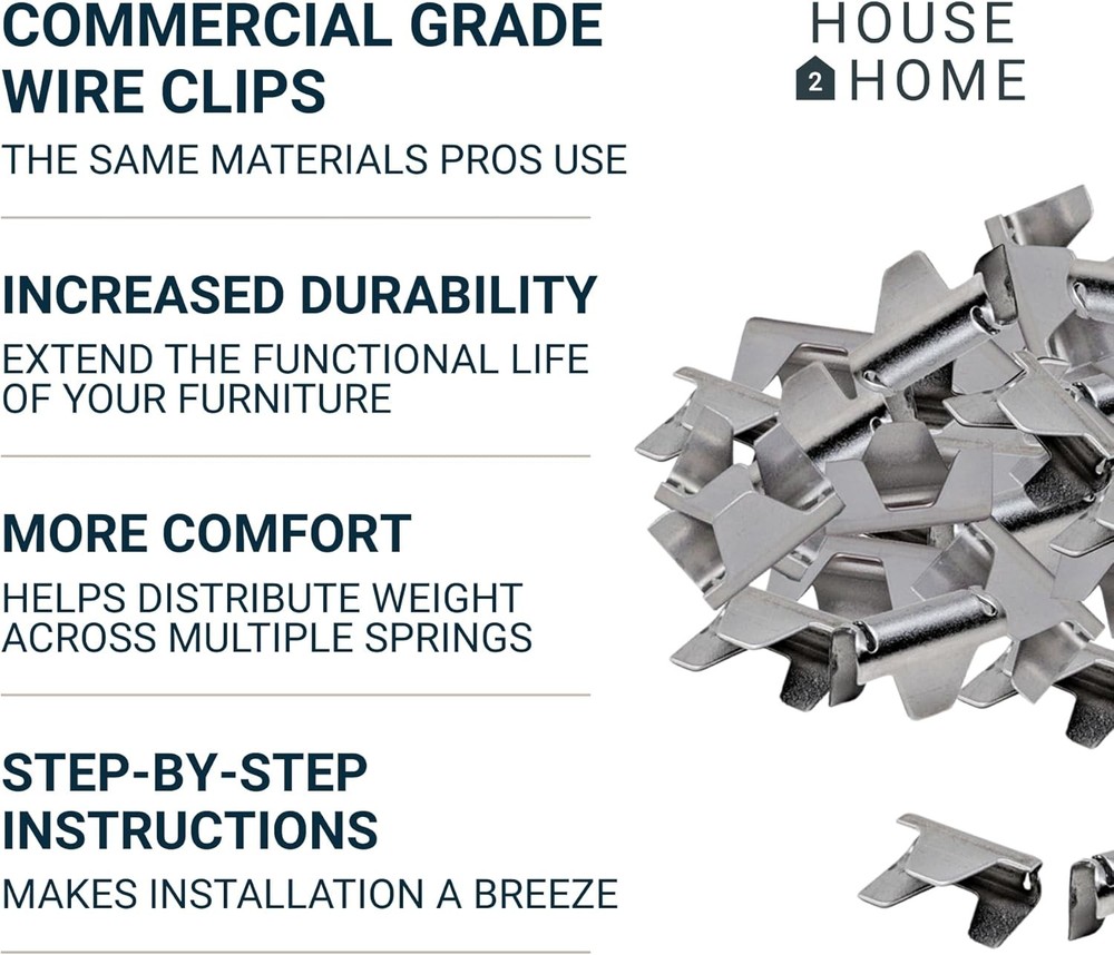 House2Home 40 Pack Upholstery Stay Wire Clips for Sofa, 40 Count, Silver