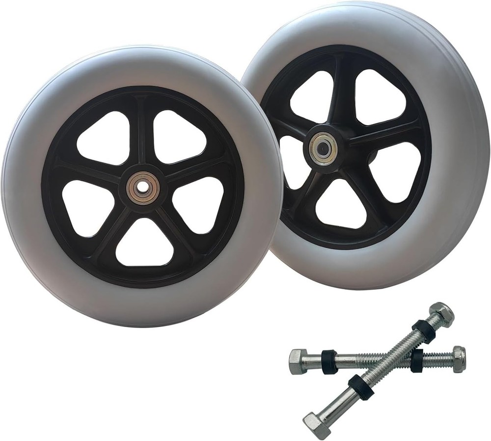 2 PCS 8 x 1.5 Inch Solid Replacement Wheels for Rollator Walker Folding Hand ...