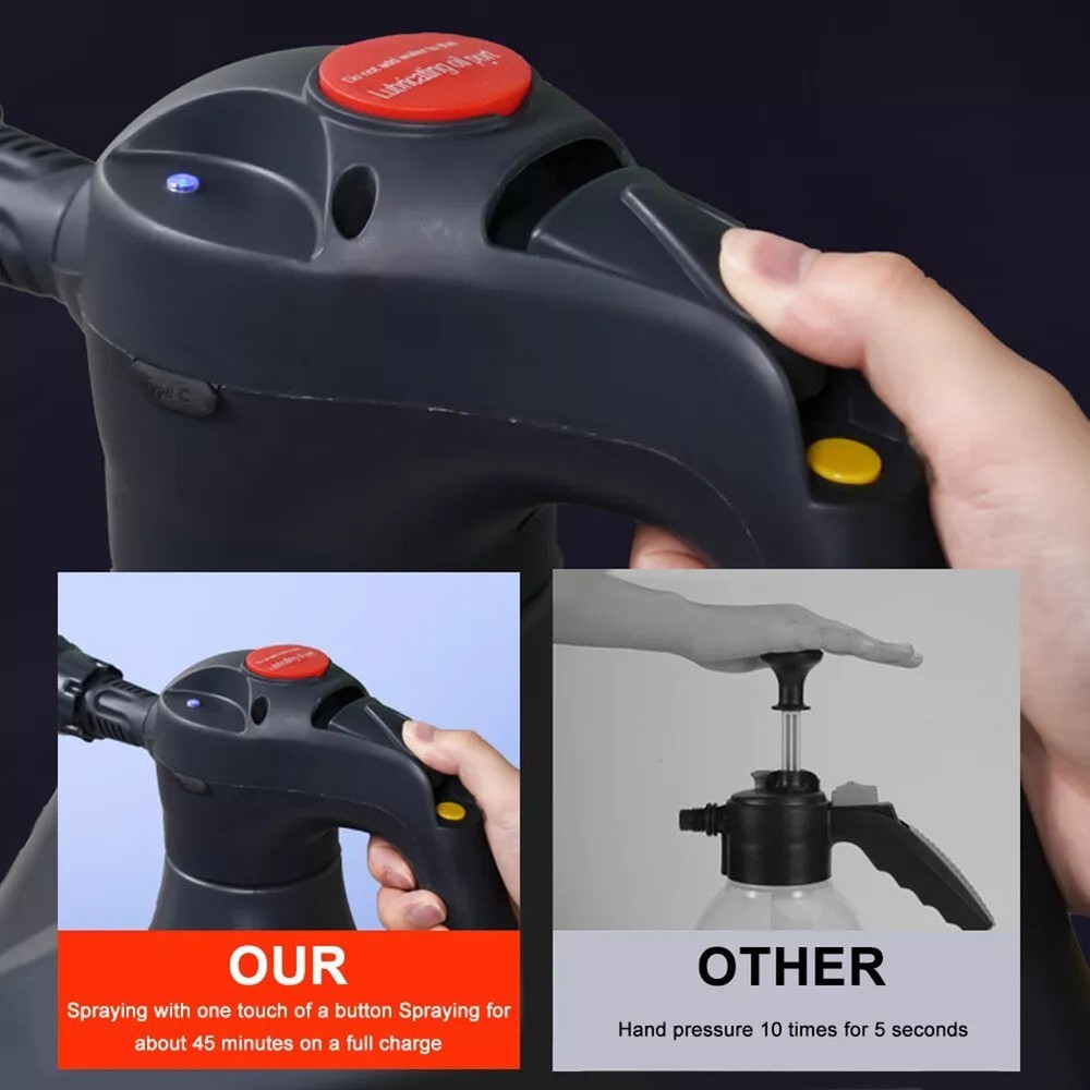 Cordless 2L Electric Foam Sprayer with Efficient Pressurization System
