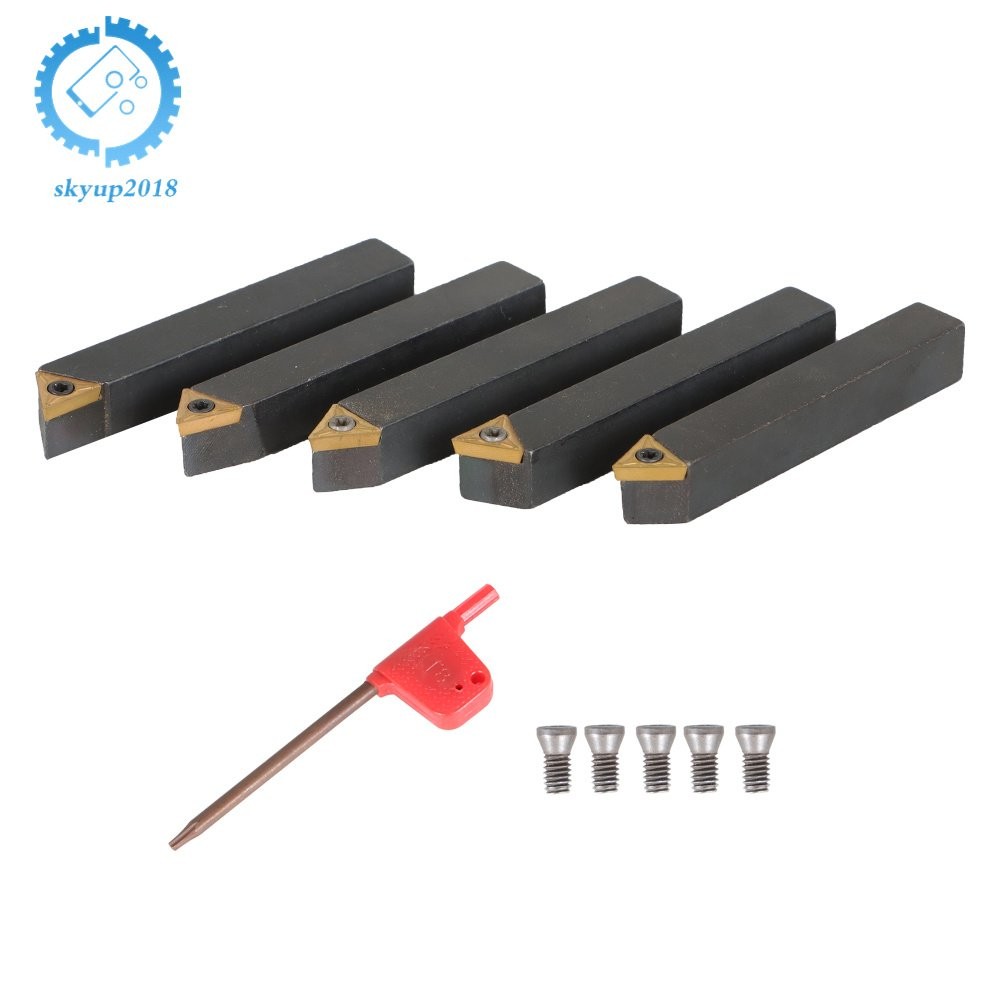 5 PACK 3/8" New Carbide Indexable Turning Tool Bit With Carbide Inserts