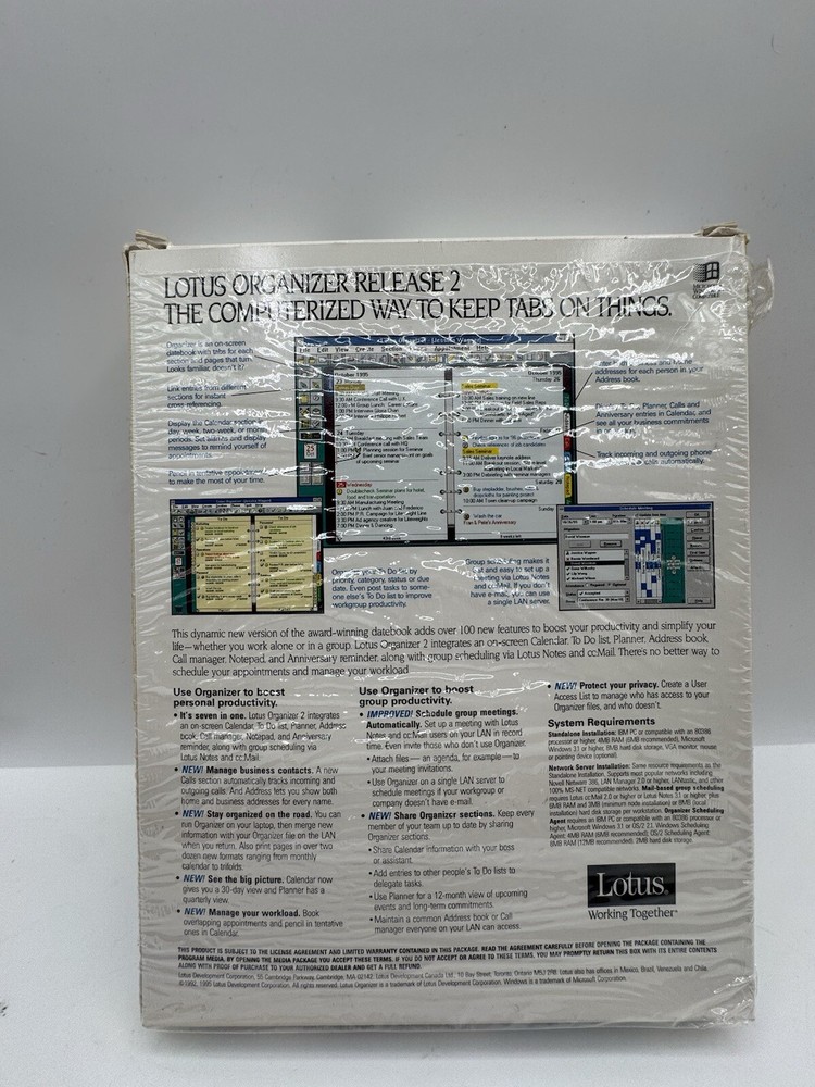 Lotus Organizer 2.1 Release Software The personal and group scheduling standard