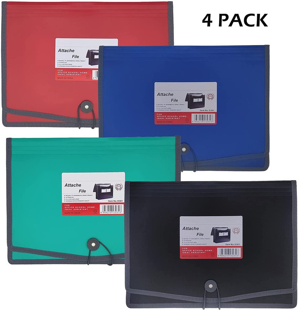 Premium Quality Plastic Expanding File Folder Document Organizer, 3.5" Expans...