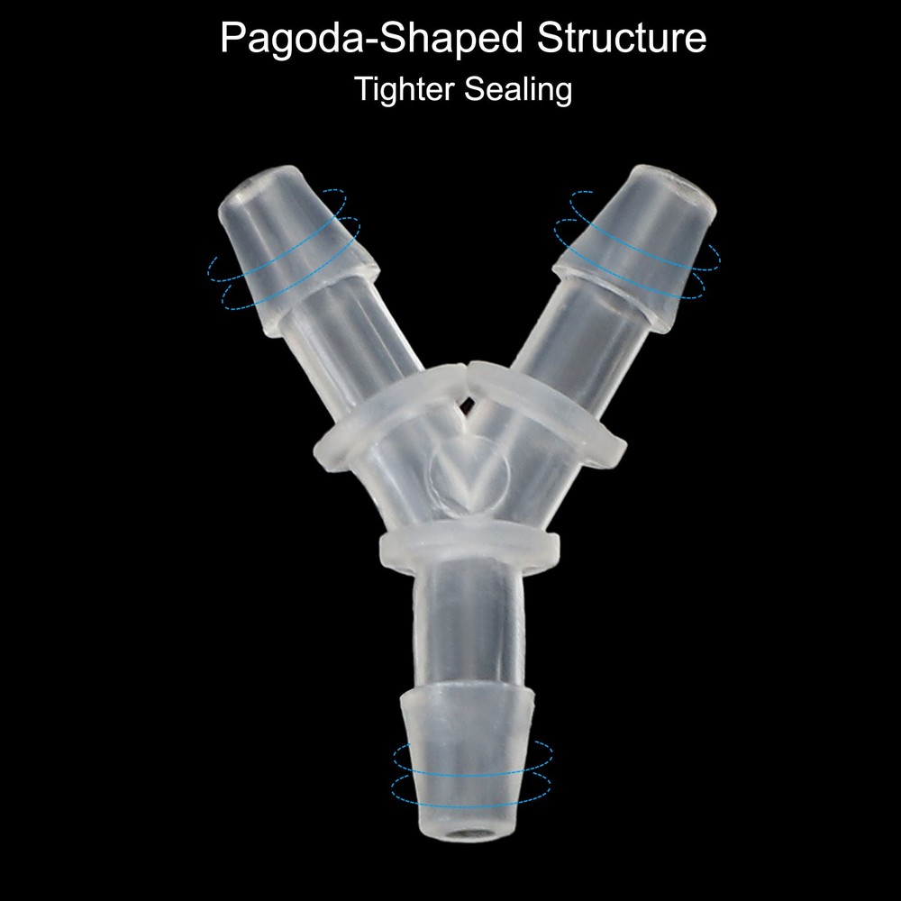 2 Pcs 1/8" Plastic Hose Barb Fitting Equal Y Shaped Barbed Split Transparent