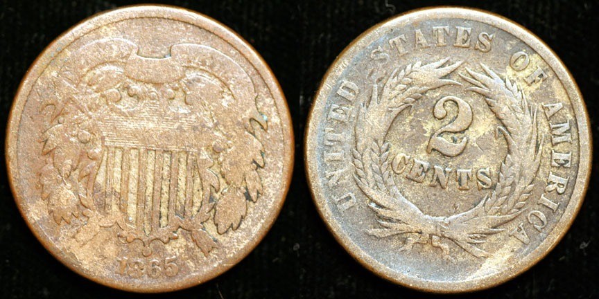 1865  Two Cent Piece