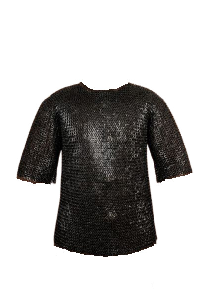 WEEKEND SALE Blackened Chainmail Haubergeon 6mm Round Ring Riveted W Solid Rings