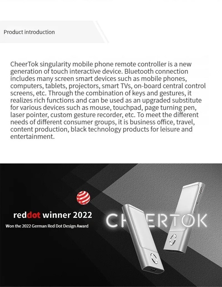 Cheerdots Wireless Air Mouse Presenter Trackpad Laser Pointer Clicker Bluetooth