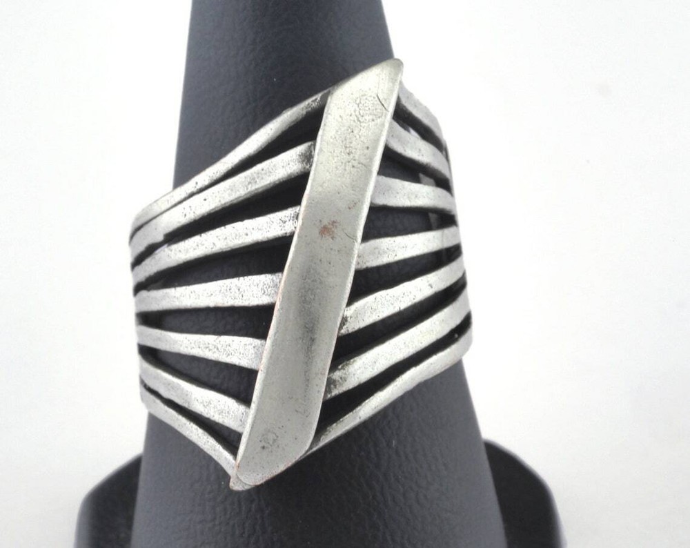 Strip Adjustable Ring Antique Silver plated brass (18mm 8US inner size) 3021
