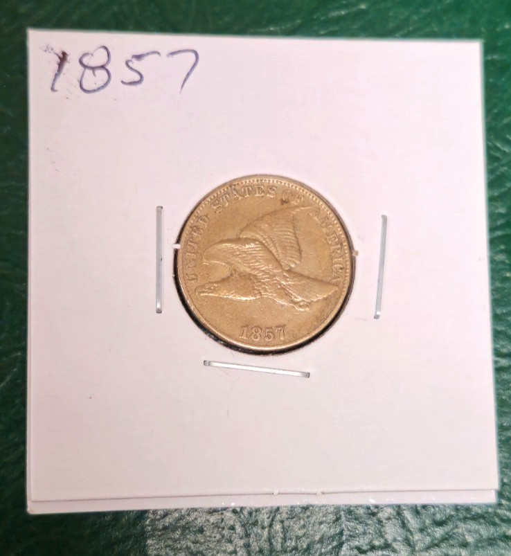 1857 Flying Eagle Cent - Higher Grade - Light Env Dmg - Strong Devices