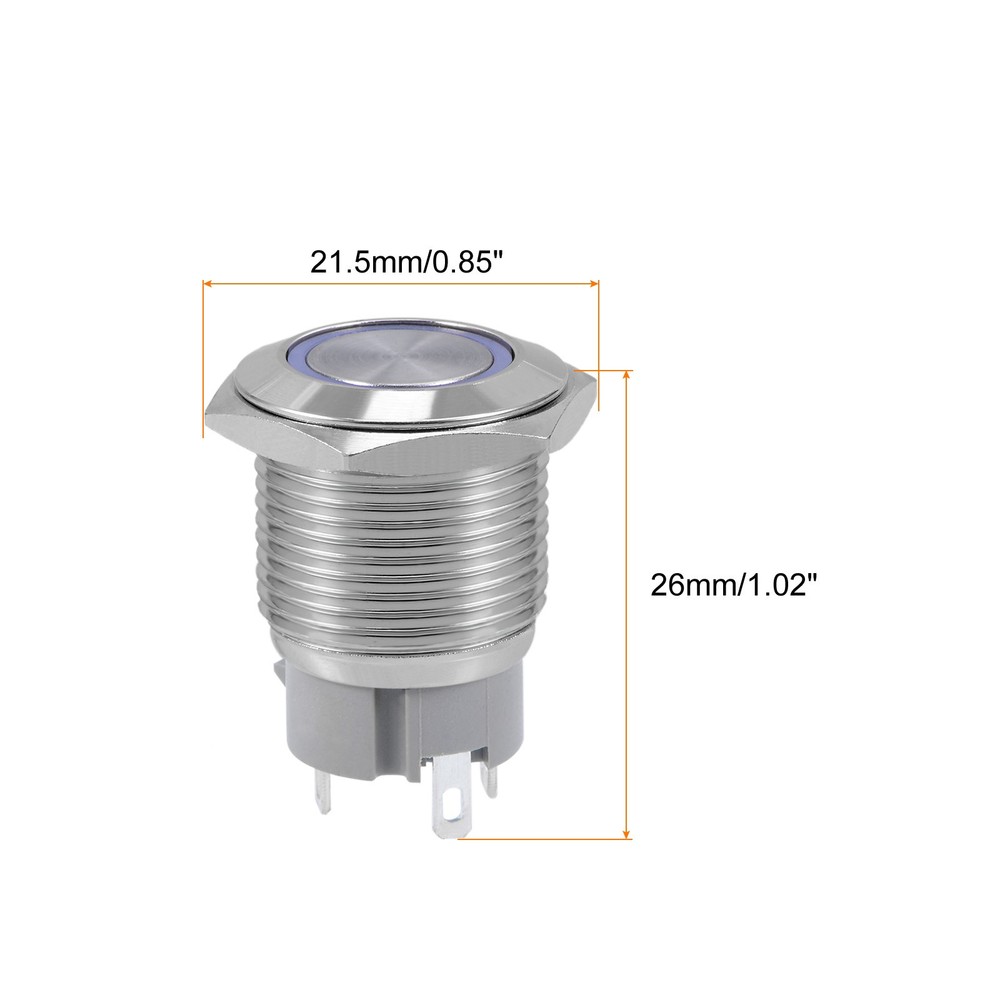Push Button Switch 1NO Copper Nickel Plated Momentary Button 16mm 3V Silver