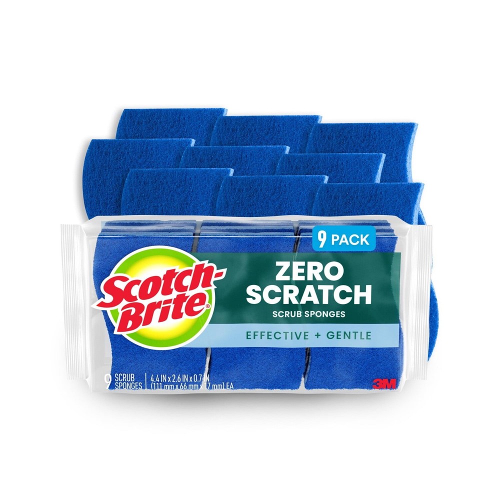 Scotch-Brite Zero Scratch Scrub Sponges Non-Scratch 9 Sponges