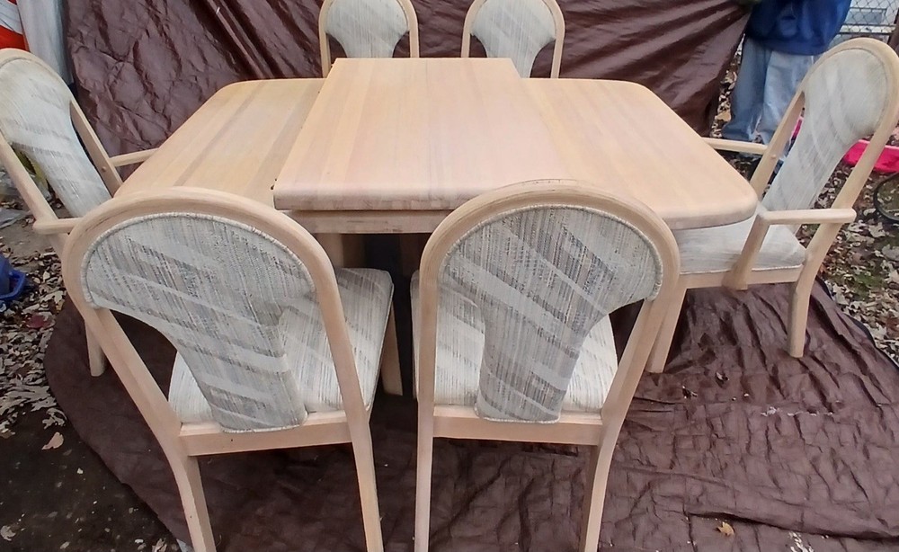 Soild Oak Kitchen Table Set With 6 Chairs With Leaf Insert