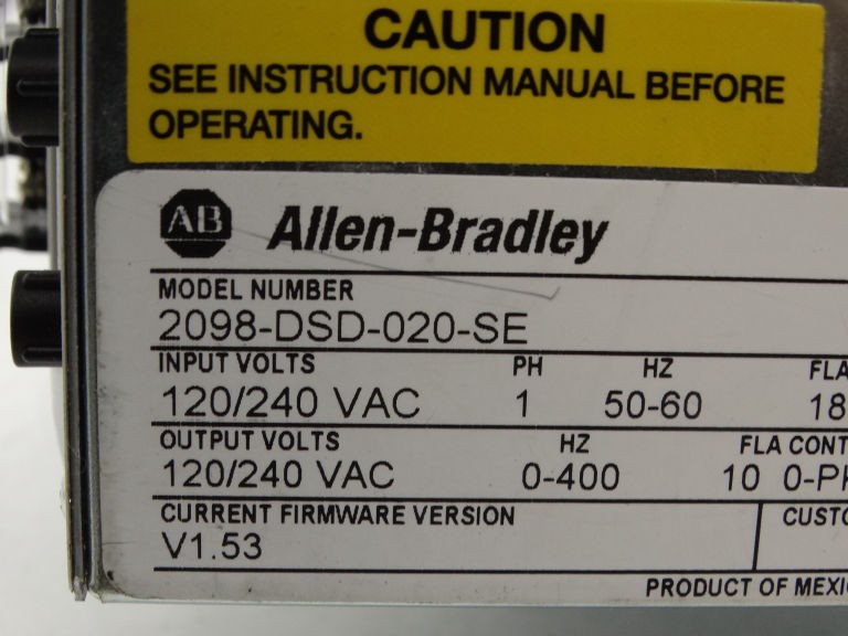 ALLEN BRADLEY 2098-DSD-020-SE SERVO DRIVE USED