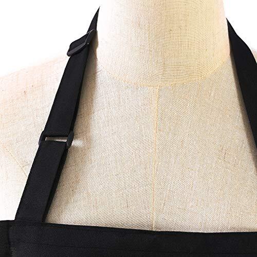 Pack Adjustable Bib Apron with Pockets, Waterdrop Resistant Cooking 2 Black
