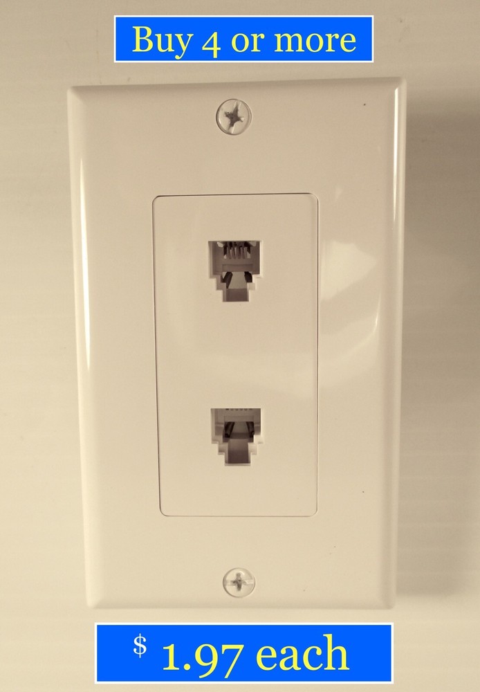 Phone Jack Wall Outlet Plate - DUAL - White - 40944
