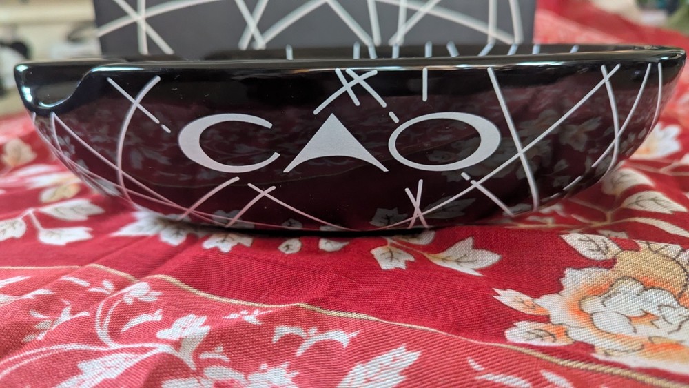 CAO Black Geometric Pattern 3 cigar ashtray in original packaging, New