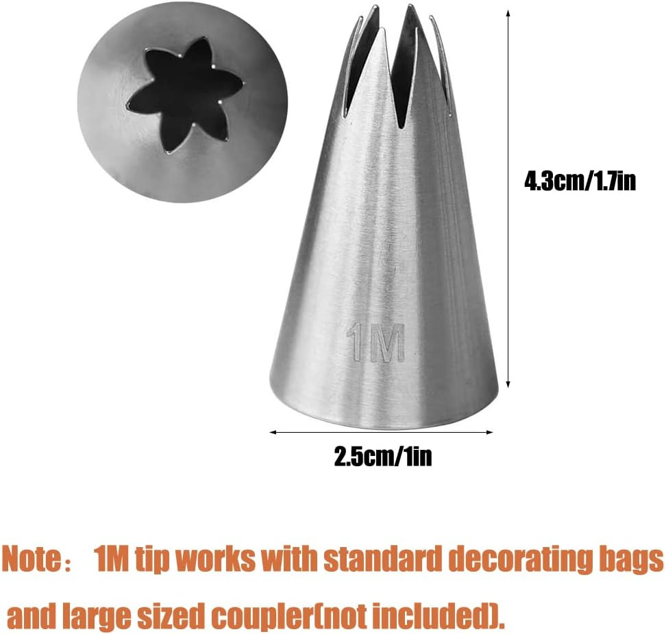 1M Piping Tip for Cake Decorating,Seamless Icing Tips,3 Pcs Decorating Tips,Open